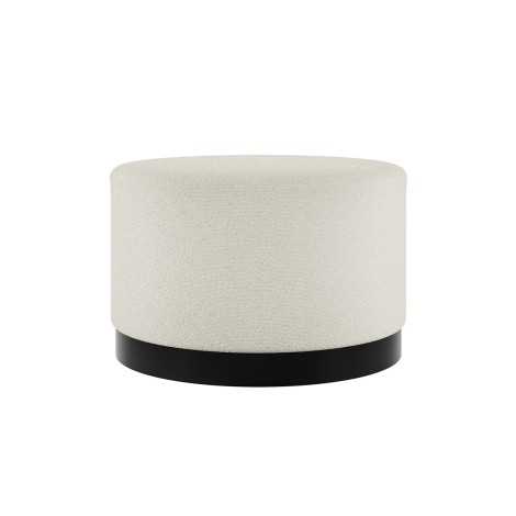 Lara Pouffe Ivory Boucle / Matte Black Large