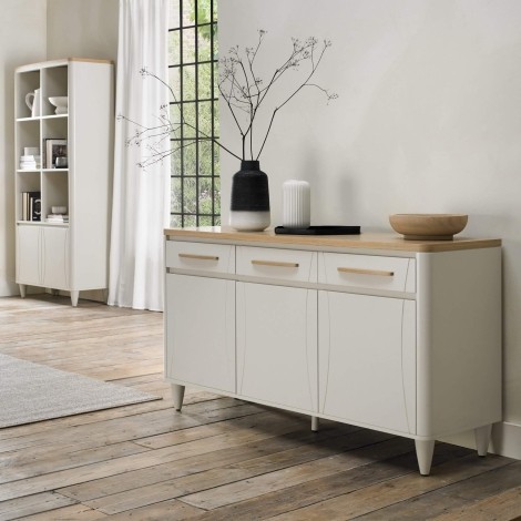 Larsen Soft Grey & Oak Sideboard 3 Doors 3 Drawers