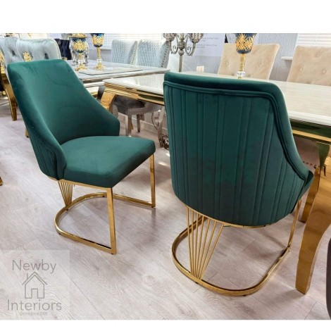 Lasco Green Velvet & Silver Chair (Pair)