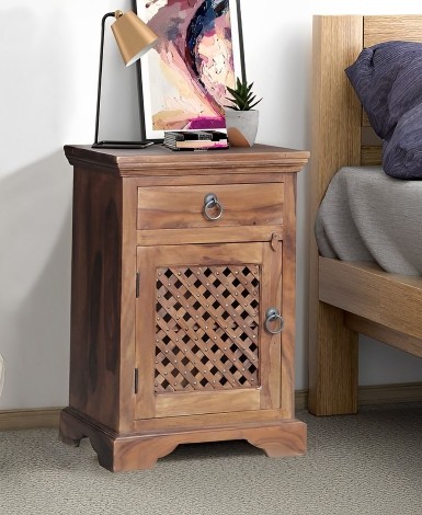 Ganga Sheesham Latic Jali Bedside