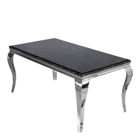 Louis - Black Marble - 180cm/1.8m - Rectangular Dining Table - Gold Metal Legs