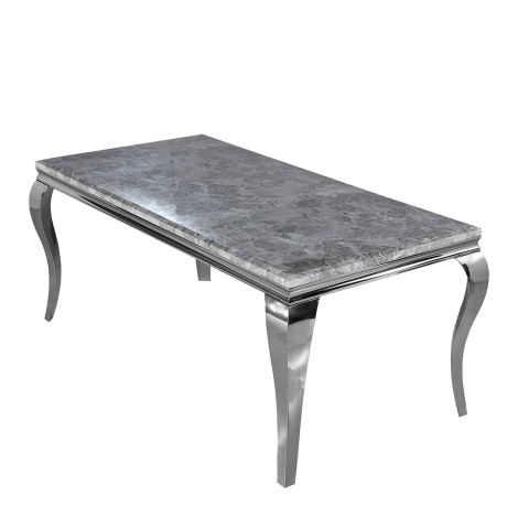 Louis - Pandora Marble - 200cm/2m - Rectangular Dining Table - Chrome Steel Curved Legs