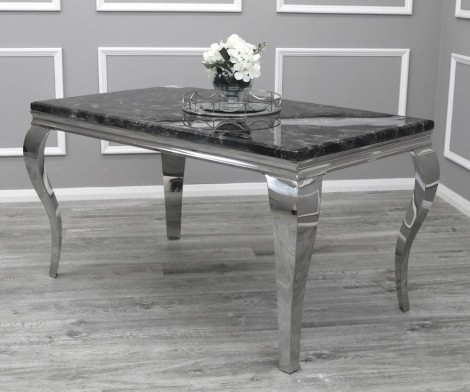 Louis - Black - 180cm/1.8m - Marble and Chrome - Louis Leg - Rectangular Dining Table