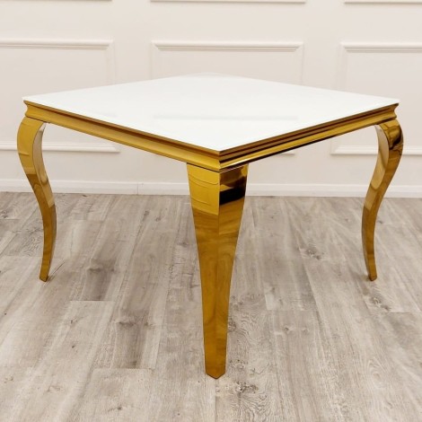 Louis - Black Marble - 100cm/1m - Small Square Dining Table - Gold Steel Legs