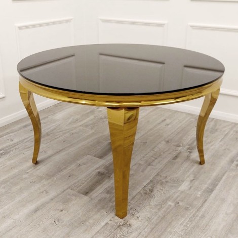 Louis - Black Marble Top - 130cm/1.3m - Round - Dining Table - Gold Legs