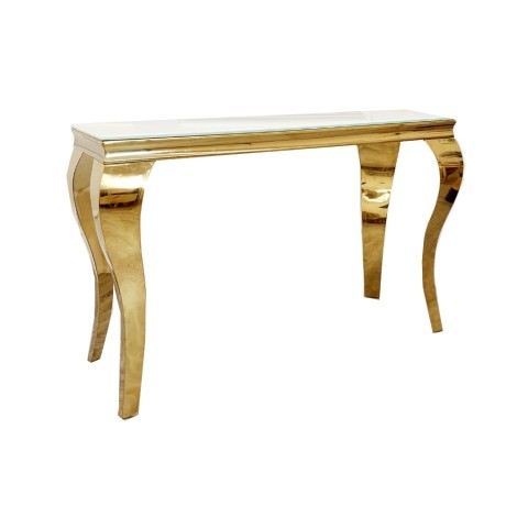 Louis Stomach Ash Grey Sintered Stone & Gold Console Table