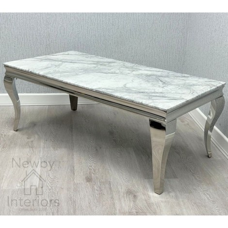Louis - Grey Marble Coffee Table - Rectangular - Chrome Legs
