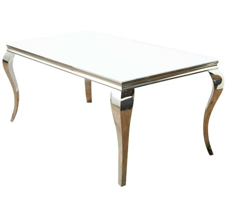 Louis - White - 100cm/1.0m - Glass and Chrome - Louis Leg - Square Dining Table