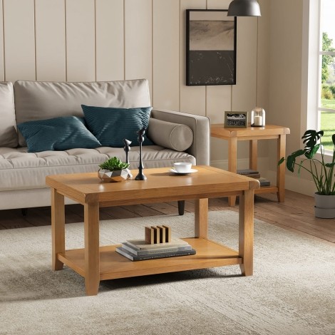 Bartley Oak - Coffee Table with Shelf - Matt Lacquer Finish