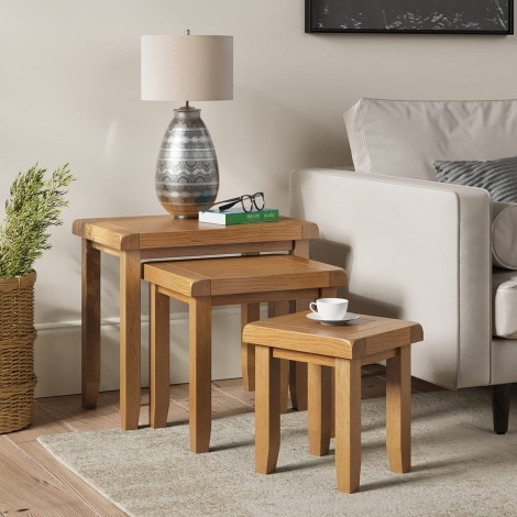 Bartley Oak - Nest of 3 Tables - Matt Lacquer Finish