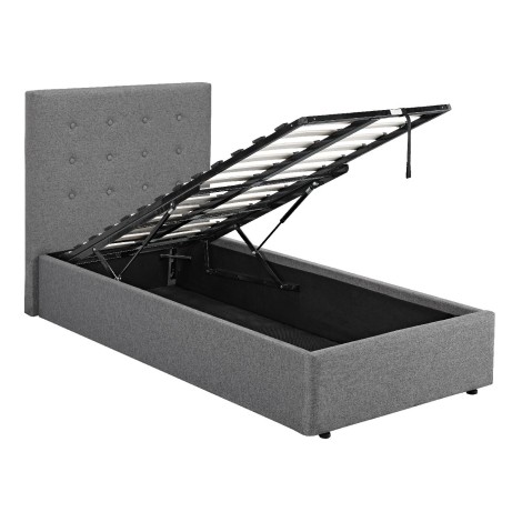 Lucca Grey Linen Ottoman Single Bed