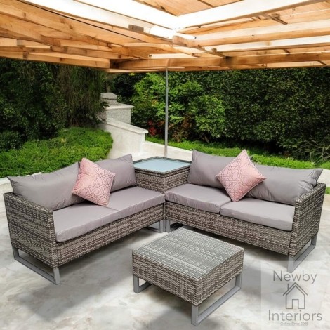 Lucy Outdoor Grey Corner Dining Sofa Set (Storage Table)