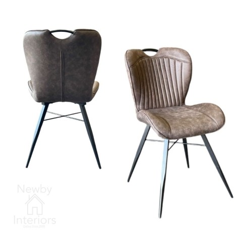 Mala Brown Leather Look Dining Chairs (Pair)