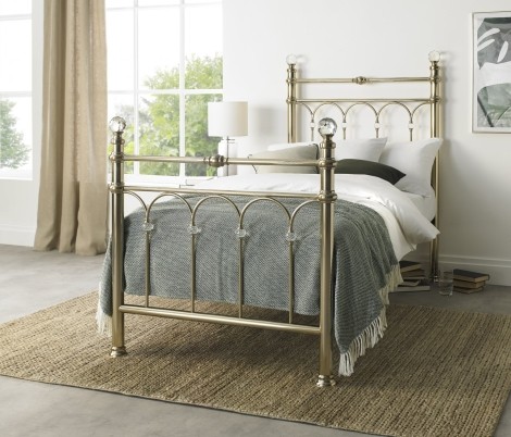 Krystal Champagne Brass Bedstead (Single 90cm)