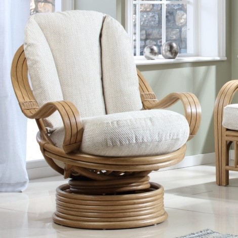 Madrid Light Oak, Cane Laminated Arm Swivel Rocker Chair