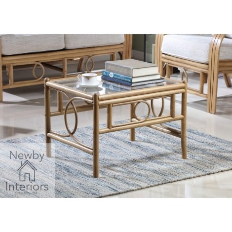 Madrid Coffee Table Light Oak Rattan & Glass