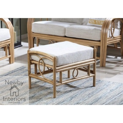 Madrid Footstool Light Oak Rattan