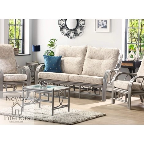 Madrid 3 Seater Sofa & 2 Armchairs Grey Wash Rattan