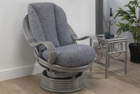 Desser - Madrid - Grey Wash - Cane Laminated Arm Swivel Rocker Chair