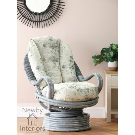 Madrid Deluxe Swivel Rocker Chair Grey Wash Rattan