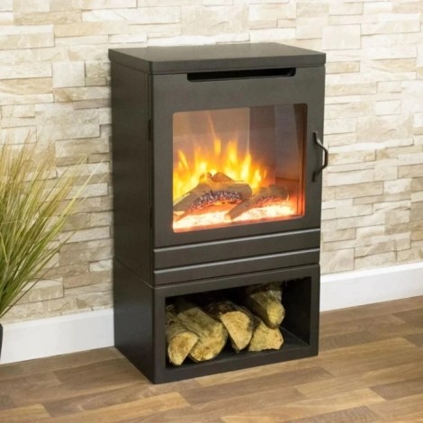 Matfen - Black Electric Log Burner Look Stove - 2kW