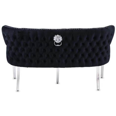 Valentino Black Velvet, Silver Lion Knocker High Back Bench
