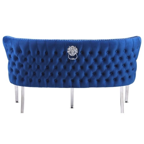 Vicenza -  Lion head Knocker - Buttoned Back - Royal Blue Velvet - High Back Bench