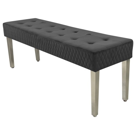 Majestic Grey Velvet Quilted Bench (Silver Legs)