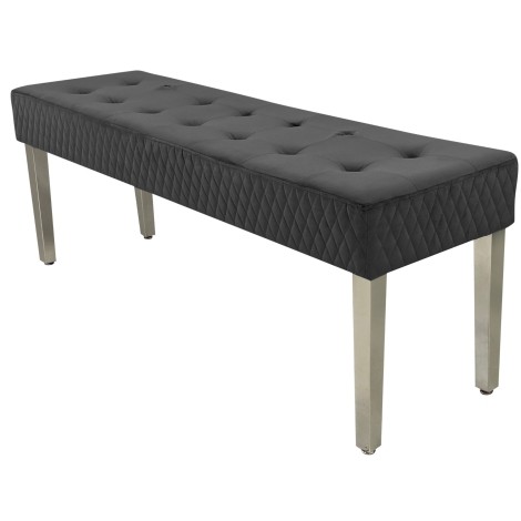 Chelsea - Quilted - Dark Grey Velvet - Bench - Chrome Legs 