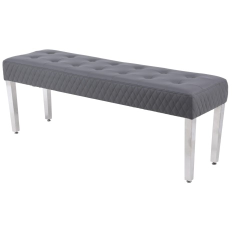 Chelsea - Quilted - Grey PU - Bench - Chrome Legs 