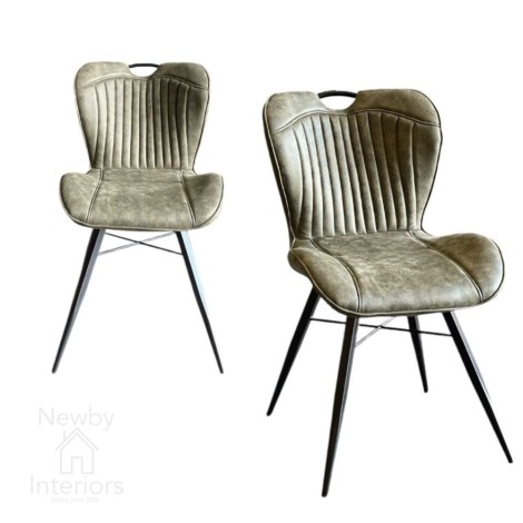 Mala Green Leather Look Dining Chairs (Pair)