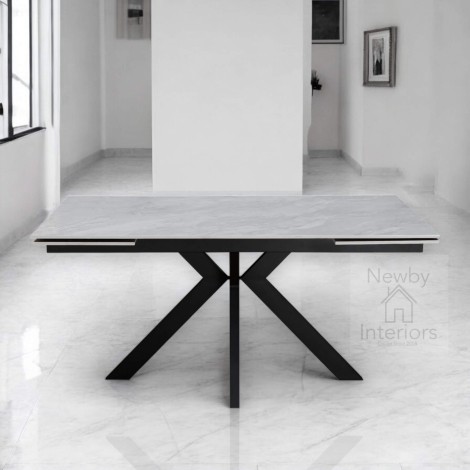 Marcon Gloss Grey Ceramic Side Extending Dining Table (160-240cm)