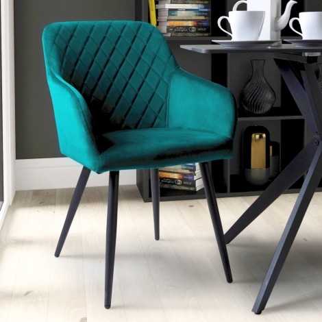 Pair Of - Marina - Mint Green - Brushed Velvet - Dining Chairs