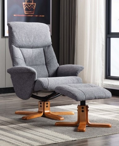 GFA - Marseille - Slate - Fabric - Swivel Recliner Chair and Stool