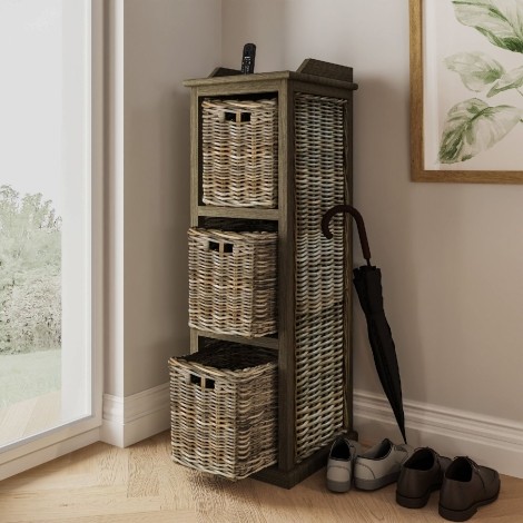 Maya Tall Storage Unit 3 Baskets High