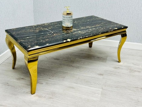 Sofia - Black & Gold Marble Top Coffee Table with Gold Legs