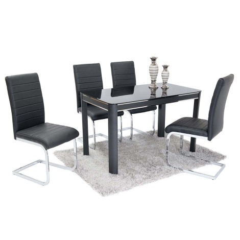 Morano - Grey Glass Top 1.2m Dining Table with Grey Legs