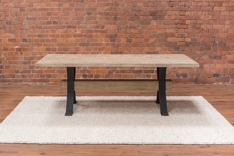 Malton Waxed Pine - Reclaimed - 2.3m Large Dining Table - Black Iron Legs - Industrial Style