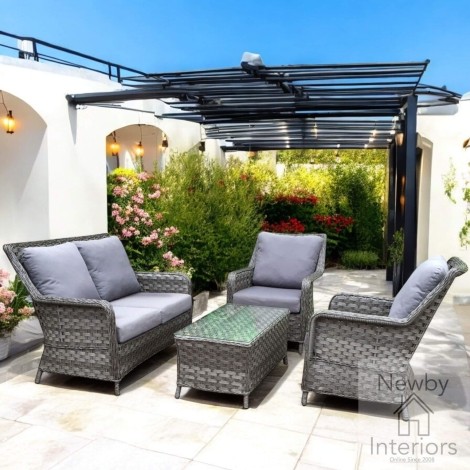 Mia Outdoor 2 Seater Sofa Set, Multi Grey Wicker