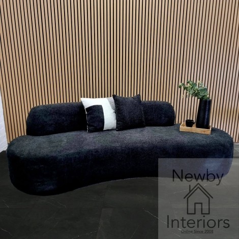 Miami Black Boucle Small Curved Cinema Sofa
