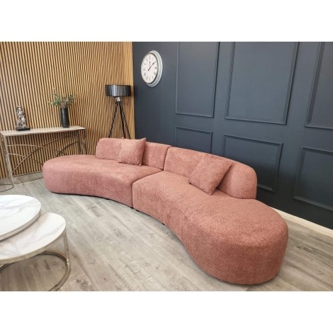 Miami Blush Pink Boucle Large Curved Cinema Sofa