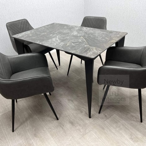 Miami Black & Gold Ceramic Dining Table (120cm)