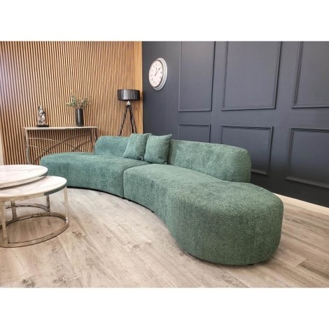 Miami - Curved - Emerald Green - Boucle Fabric - Cinema Sofa