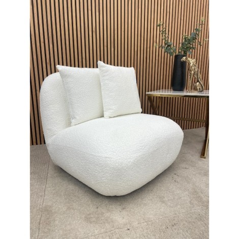 Miami - White - Boucle Fabric - Swivel - Accent Chairs