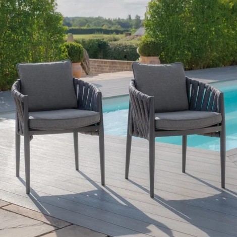 Milan Pair of Dining Chairs  - Charcoal