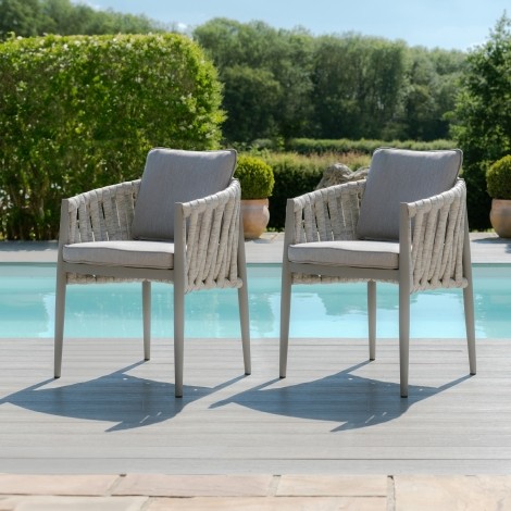 Milan Pair of Dining Chairs  - Cool Linen