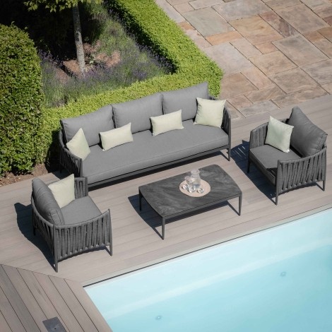 Milan 3 Seat Sofa Set  - Charcoal
