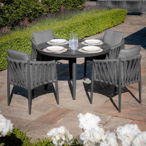 Milan 4 Seat Round Dining Set  - Charcoal
