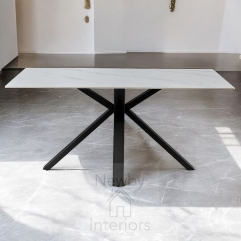 Milana White Sintered Stone Dining Table Cross Leg (160cm)
