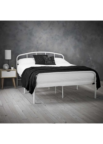 Milton White Metal Double Bed Frame